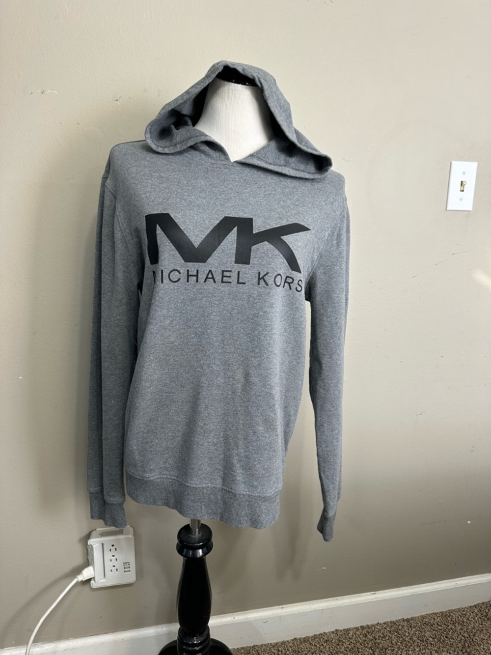 Michael Kors men’s size medium Grey Hooded Pullover with MK Logo